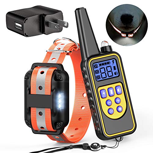 FunniPets Dog Training Collar with Safe Reflective Collar and LED Light, 2600ft Waterproof Dog Shock Collar with Remote for Medium and Large Dogs, 4 Training Modes Light Beep Vibration Static Shock