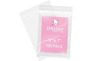 100 Pcs- 5" x 7", 2 Mil Reclosable Plastic Zip Poly Bags- Clear Resealable Sealing Storage Ziplock Bag for Photo, Jewelry, Ba