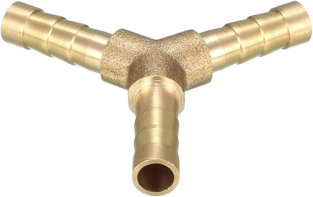 sourcing map 6mm Brass Barb Hose Fitting Tee Y-Shaped 3 Way Connector Adapter Joiner 5pcs, Gold - Image 4
