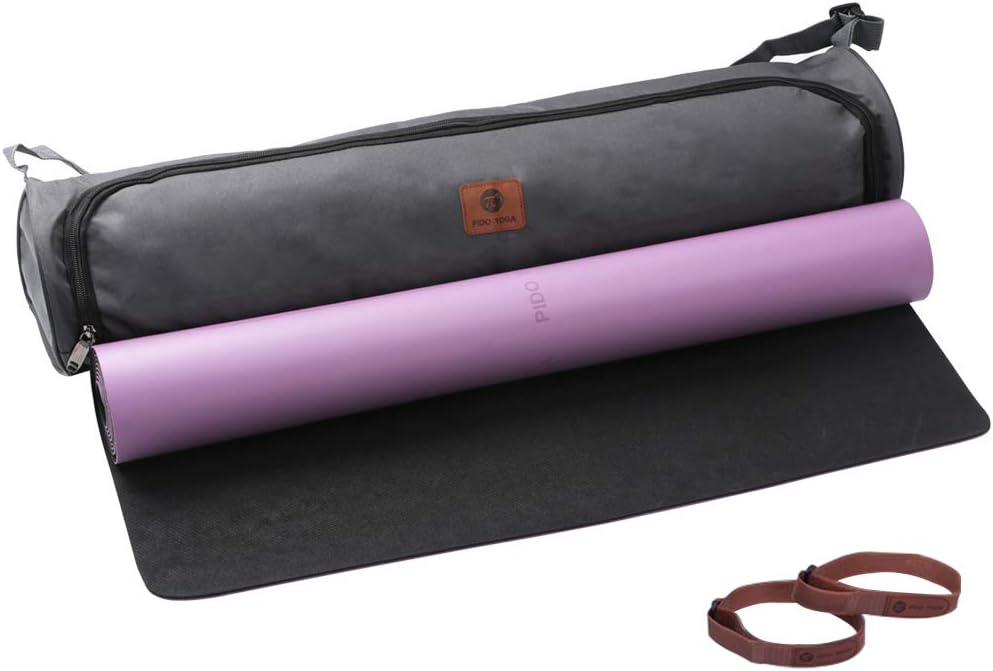 PIDO Non Slip Yoga Mat Eco Friendly SGS Certified Natural Rubber Yoga Mat, Unique Alignment Extra Large Size 72"x 26" Inch Free Fashion Carry Bag