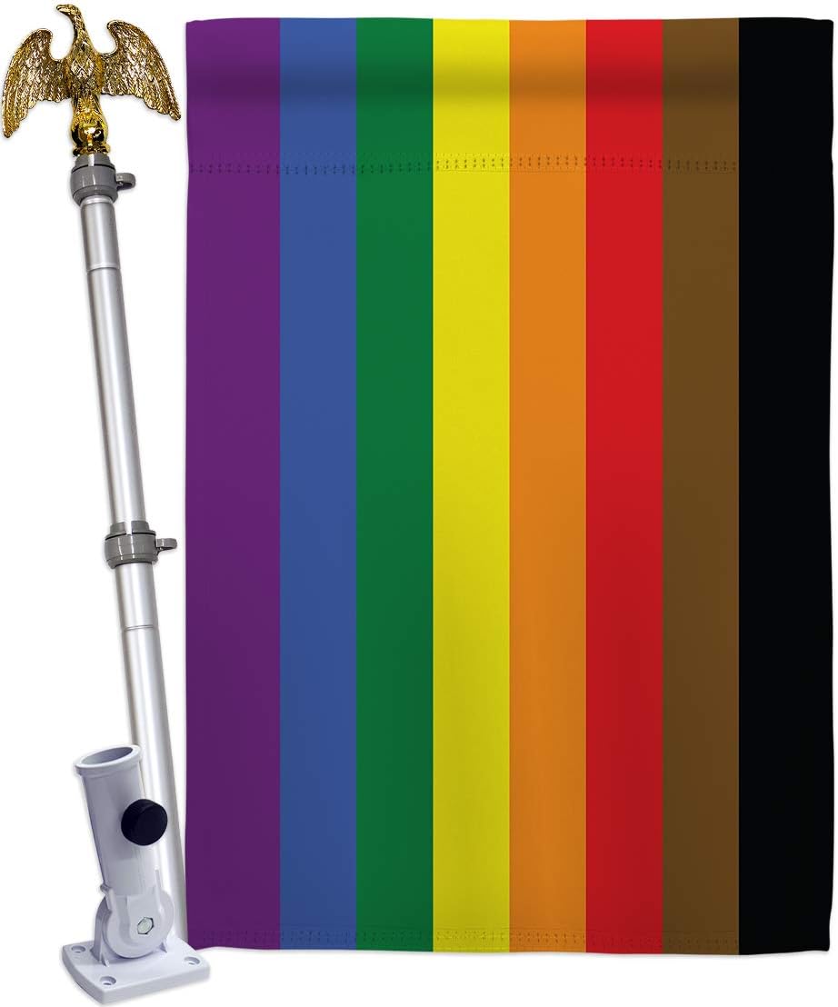 Americana Home & Garden Philadelphia House Support Pride Rainbow Love LGBT Gay Bisexual Pansexual Decoration Banner Small Garden Yard Gift Double-Sided, Thick Fabric, Large Flag Set w Eagle Hardware