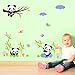 Amaonm Hot Fashion Nursery Room Decor Removable DIY 3D Panda Bamboo Birds Flying Butterfly Wall Decals Kids Room Decorations Wall Stickers Murals Peel Stick Girls for Bedroom Classroom