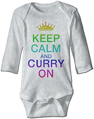 Infant Keep Calm And Curry On Long Sleeve 100% Cotton Climbing Clothes Ash 24 Months