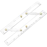 QWORK Parallel Ruler with Clear Markings, 12 in Navigation Plotting Tool, Clear Scale Nautical Plotter, Mapping Points to Pull Parallel Ruler