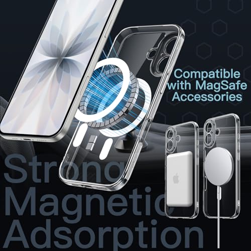 JETech Slim Magnetic Cover for iPhone 17 6.3 Inches Compatible with MagSafe, Full Protection for Camera Lens, Ultra Thin Lightweight Transparent Case (Transparent)