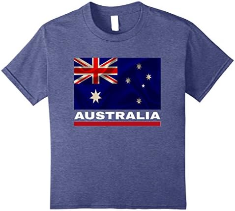 Kids Australia Flag Shirt - Australian Soccer &amp; Rugby Jersey 8 Heather Blue