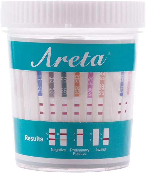 5 Pack Areta 12 Panel Instant Drug Test Cup -Testing Instantly for 12 Different Drugs:BUP,THC,COC,MOP,MET,OXY,AMP,BAR,BZO,MTD,MDMA,PCP -#ACDOA-6125B