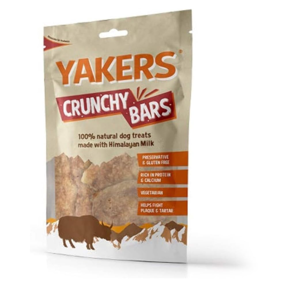 YAKERS Natural Dog Treats, Crunchy Bars, 70g (Pack of 1) - Healthy Dog Chews for Puppies and Adult Dogs, Extra- Long-Lasting Puppy Treats, Supports Strong Teeth, Training & Rewards
