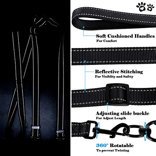 Tacobear Double Dog Leash for Two Dogs No Tangle Coupler Double Dog Dual Adjustable Splitter Lead Trainer Leash for Small Medium Large Dogs (with Handle,for 2 Small (0-50lbs) Dogs)