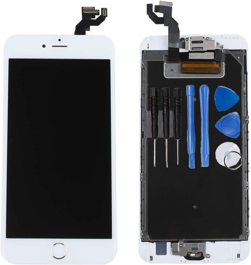 for iPhone 6s Plus Digitizer Screen Replacement White - Ayake 5.5" Fulll LCD Display Assembly with Home Button, Front Facing Camera, Earpiece Speaker Pre Assembled and Repair Tool Kits