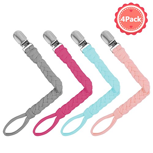 Benewell Pacifier Clips for Girls and Boys 4 Pack, Universal Baby Pacifier Holder, Teething Ring Holders for All Pacifier Styles, Teething Toy and Soothie, Hand-Made Braided - Thumbnail 7