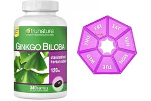 TEXTILA Trunature Gingko biobla 120 mg 340 softgels Bundle with Weekly Pill Organizer