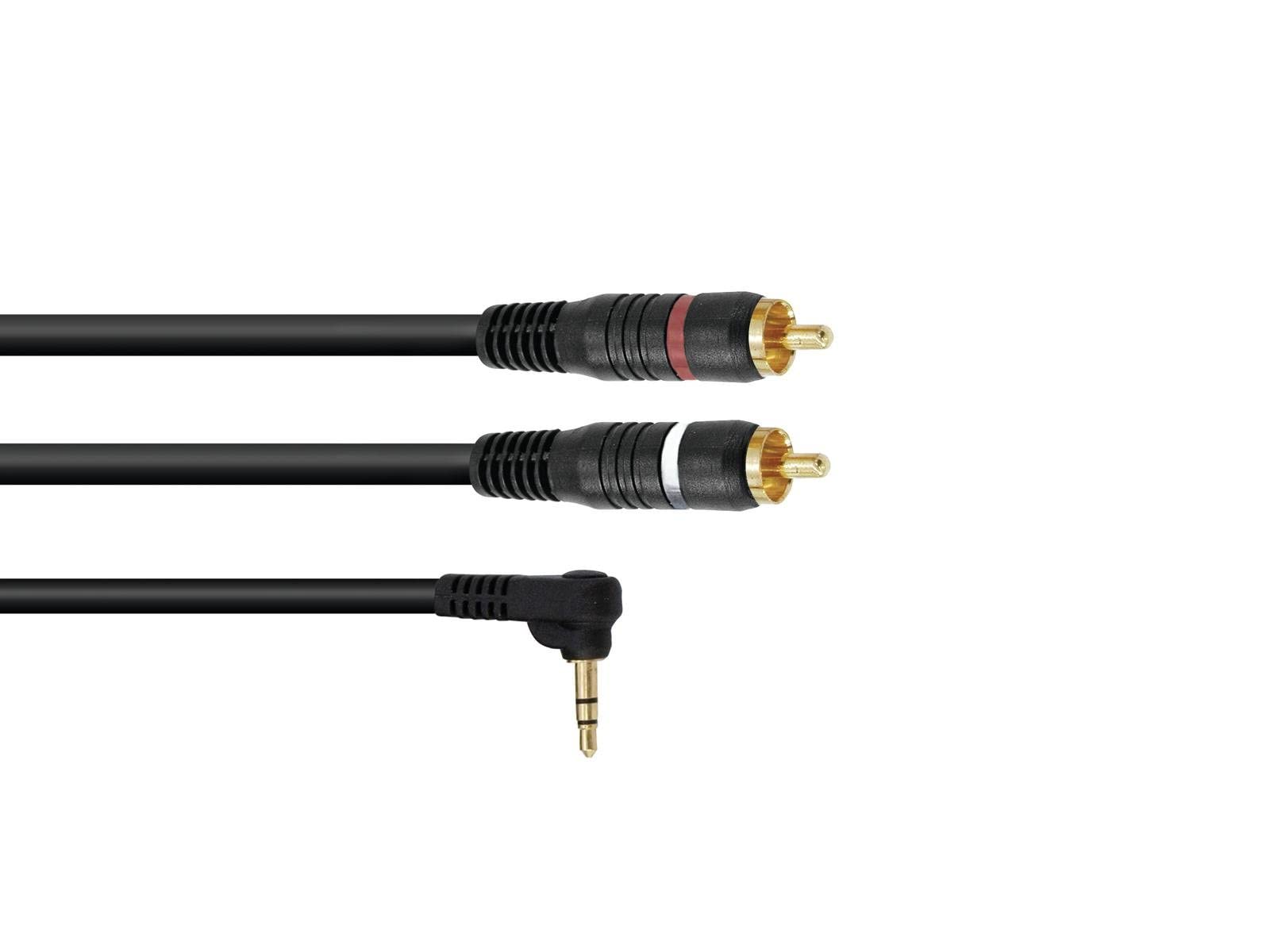Adaptercable 3.5 Jack 90 °/2xRCA 1.5 m BK