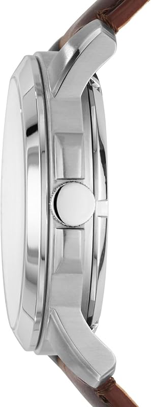 Herrenuhr Grant, mechanisches Automatikwerk, 45mm Silbernes Edelstahlgehäuse mit Lederarmband, ME3099