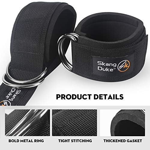 SKANG DUKE Fitness Padded Ankle Straps for Cable Machines for Kickbacks, Glute Workouts, Leg Extensions Exercise,and Hip Abductors, Adjustable Neoprene Ankle Cuff (Black, 1pc with Plastic Bag)