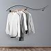 MyGift Wall Mounted Black Metal Single Rod Garment Clothing Rack with 29 Hanger Rings and Wave Design, Professional Retail Clothes Display Rack