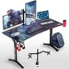 Seven Warrior Gaming Desk 55INCH with Dual Monitor Mount, Carbon Fiber Surface Computer Gamer Desk with Full Desk Mouse…