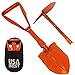 USA Best Small Emergency Folding Shovel with Built in Pick - Keep it in Your car or take it Camping as a Survival kit Tool (Orange)
