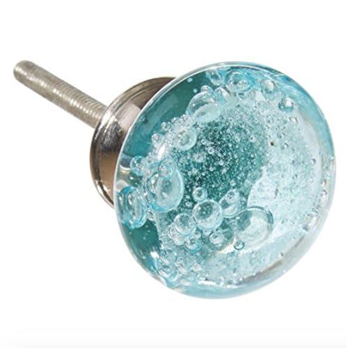 80 Off Aqua Blue Bubbles Glass Decorative Dresser Drawer Kitchen