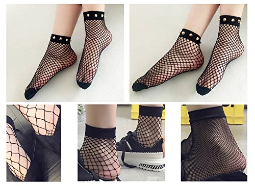 Wehug womens ankle high tights highly elastic fishnet s…