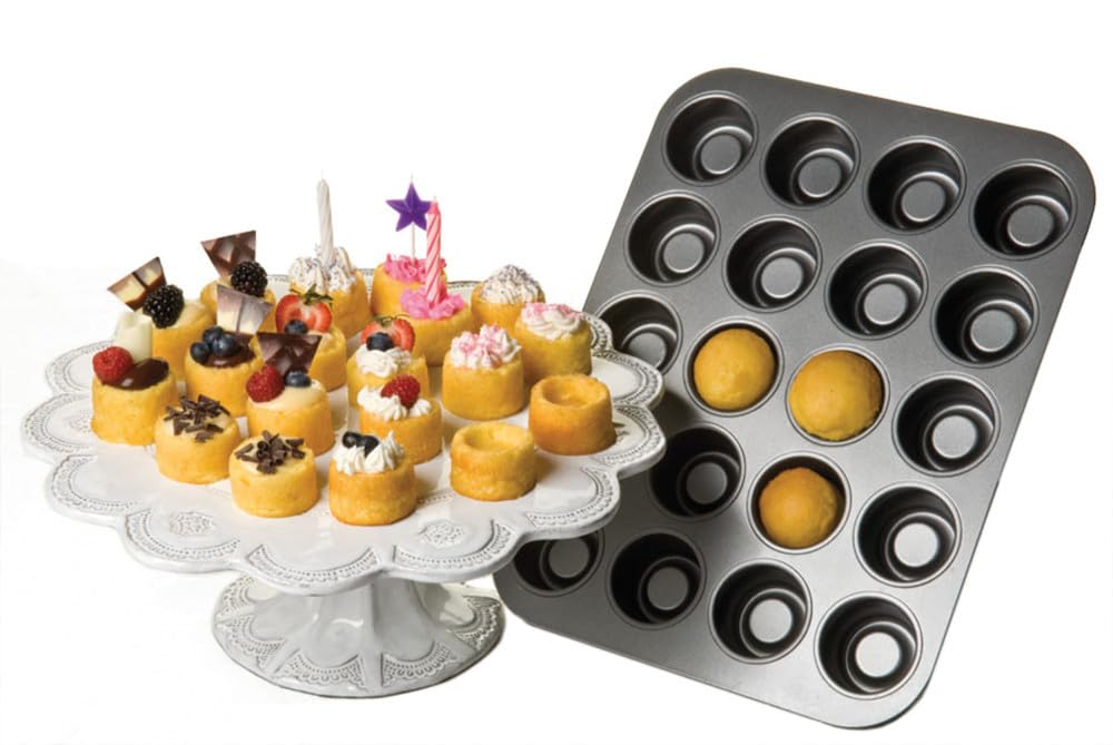 Chicago Metallic Professional Non-Stick Hollow Fillable Mini Cupcake Tin, 27 x 35 cm (10½" x 14"), Grey