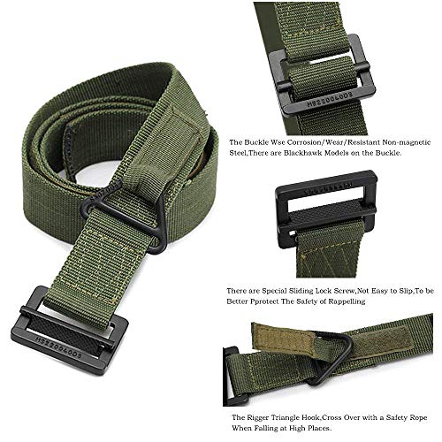 Survival Tactical Belt, Emergency Fire Rescue Rigger Waist Belt Military CQB Belt Army Green - Thumbnail 4