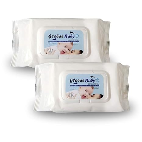 Globalbaby Combo of 2 Skincare Gentle Baby Wet Wipes (White, 100 Pcs)