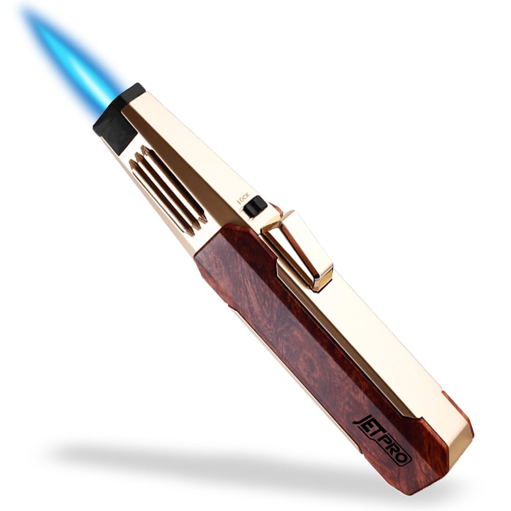 Photo 1 of JETPRO Butane Torch Lighter One-Hand Operation Lighter with Adjustable Jet Flame Kitchen Cooking Torch (Butane Gas Not Included) (Wood)