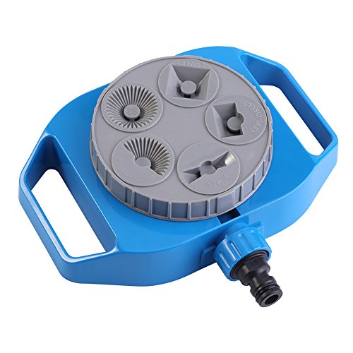 Lawn Sprinkler with 5 Function Settings, Plastic Sprinkler Garden Hose End Adjustable Spray Patterns for Lawn Garden Crop Roof Cooling