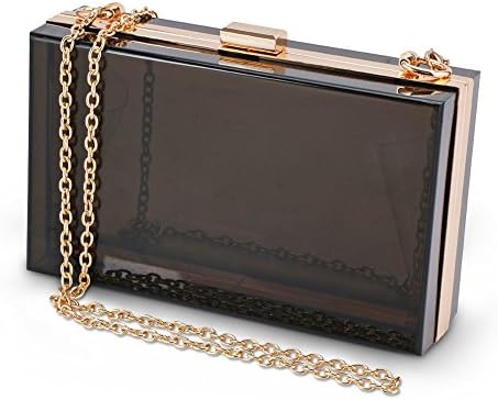 SharPlus Women Cute Transparent See Through Clear Box Clutch Acrylic Evening Handbags Cross-Body Purse Bag ( Black)