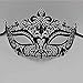 Luxurious Venetian Black Masquerade Mask - Intricate Laser Cut Design Made of Light Metal with Diamonds by Masquerade Fashion