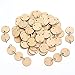 Bememo 1.5 inches/ 3.8 cm Round Wooden Discs with Holes, 100 Pieces Birthday Board Tags and 100 Pieces 15 mm Rings for Arts and Crafts