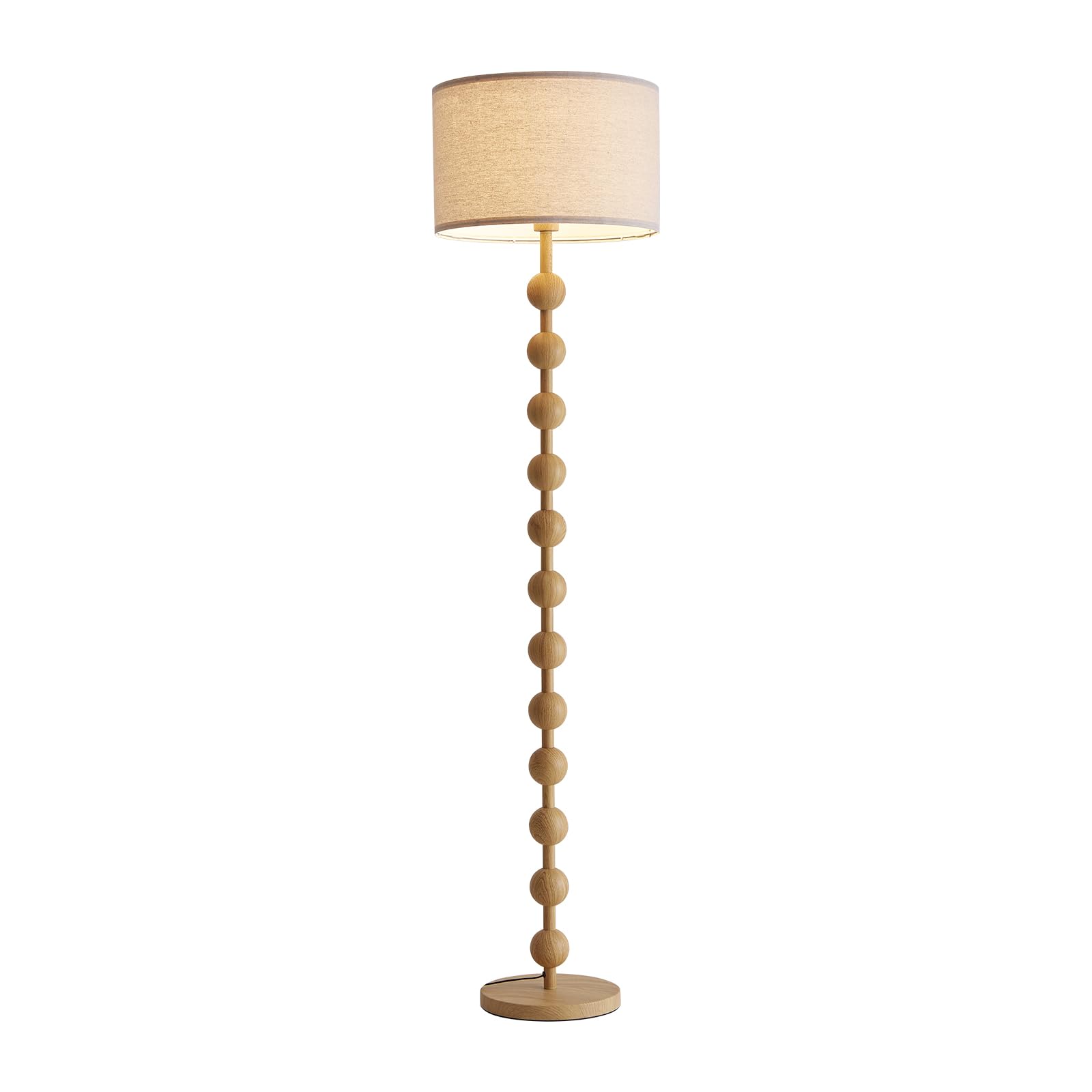 Photo 1 of Fetason Modern Dimmable Remote Control Floor Lamp for Living Room Bedroom with LED E26 Bulb, Yellow Wood Pattern Iron Tall Standing Lamp Light with Fabric Shade for Home Office Dining Room