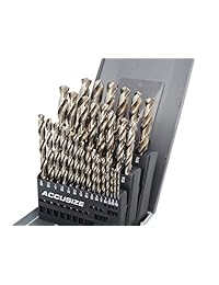 Accusize Tools   Juego de brocas de madera de cobalto (29 piezas, 135 grados, M35 (HSS+5  cobalto), 1 16"   1 2" por 1 64" en caja gris de plástico rosa, 0422 0029, juego de brocas de cobalto profesionales)