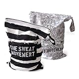 ALVES YOGA 2pcs Washable/Reusable Wet Bags - Gym Bags for Swimsuits or Wet Clothes