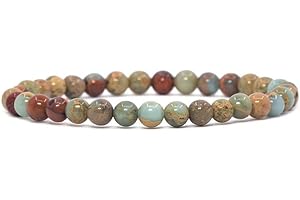 Justinstones Gem Semi Precious Gemstone 6mm Round Beads Stretch Bracelet 6.5 Inch Unisex
