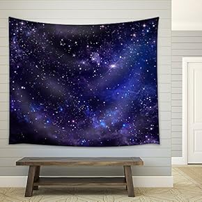 Starry Night Sky Deep Outer Space - Fabric Wall Tapestry Home Decor - 51x60 inches