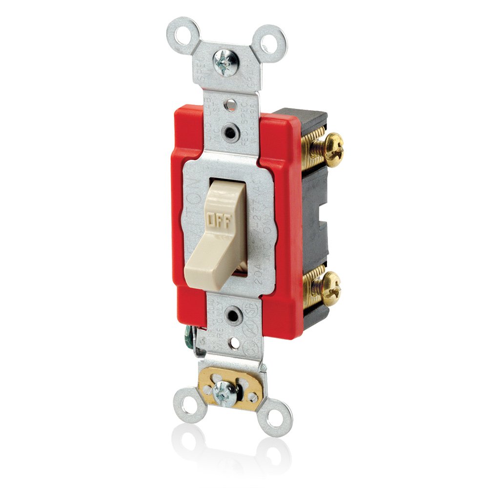 Leviton A1221-2I 20 Amp, 120/277 Volt, Antimicrobial Treated Toggle, Standard Single-Pole AC Quiet Switch, Ivory
