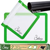 Non-Stick Silicone Baking & Cooking Mat Set: 2 Reusable Half Size Sheets + Non Stick BBQ Liner. Color Never Peels, No After Taste! Oven & Microwave Nonstick Pad for Cookies, Pastries, Pizza, and More