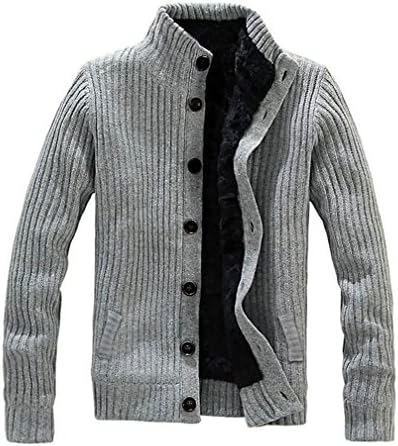 Tophaz Men's Stylish Slim Knitted Sweater Warm Thickening Cardigan Buttons SW27, Light Grey Small
