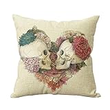 Decorbox Two Skulls in Love Cotton Linen Decorative Cushion Covers Vintage Skull Throw Pillow Cases for Sofa Hot Sale Skulls (16