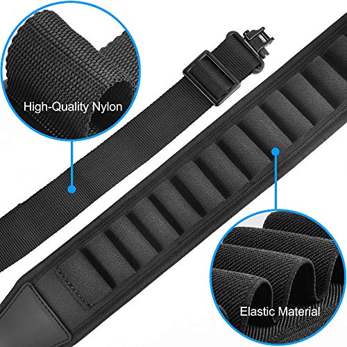 EZshoot 2 Point Rifle Sling Adjustable Shotgun Ammo Sling with Shoulder Pad Hold 24 Shells