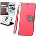 [iPhone 5C],iPhone 5C Leather,iPhone 5C Wallet Case,5C Leather,5C Wallet Case,5C Case For Girls,Canica Flip Leather For iPhone 5C With Strap Red
