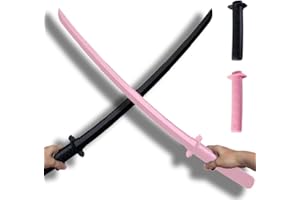 Gushijieju 3D Printed Katana Retractable, Plastic Samurai Sword Creative Model Toy 2pcs(Black+Pink)