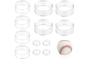 BILKERU 12Pcs Acrylic Sphere Stand Clear Round Sphere Holder Plastic Display Stand for Golf Ball, Tennis Ball, Marbles, Collection, Baseball, Softball, Collections(Small, Medium, Large)
