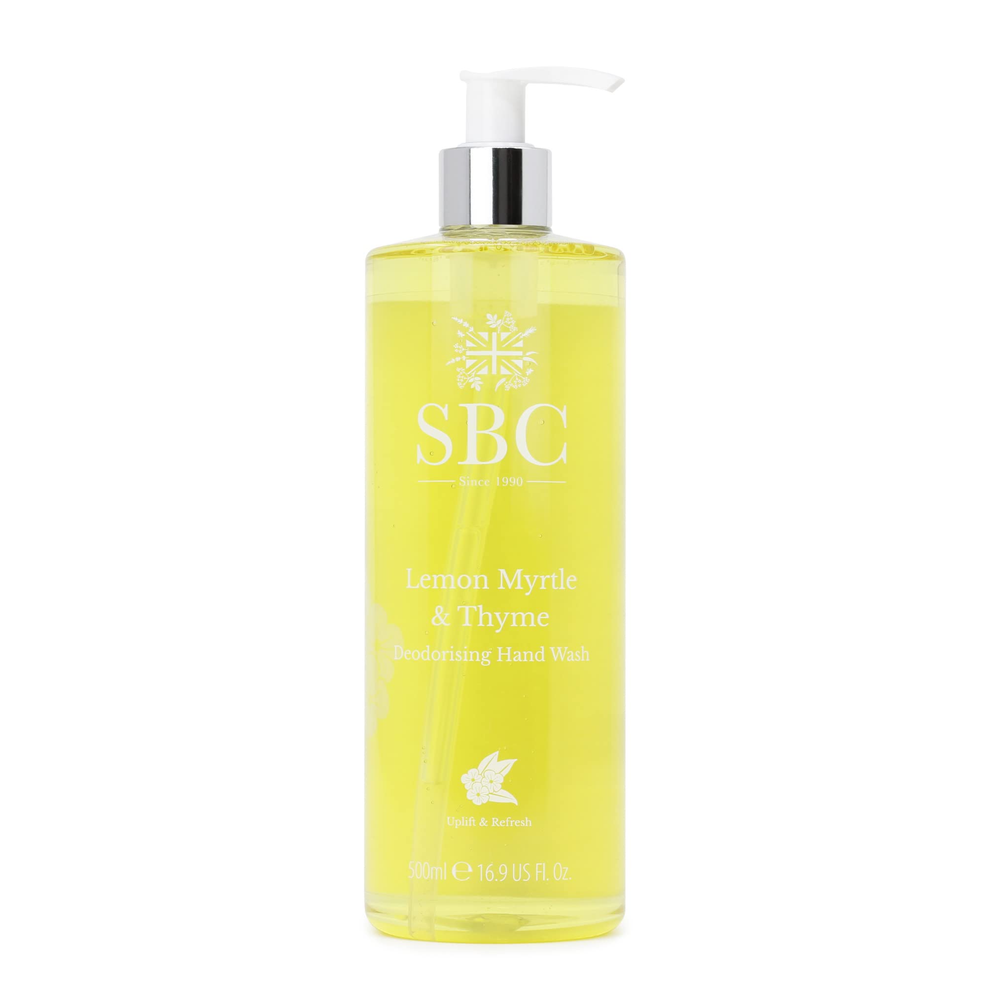 SBC Skincare Lemon Myrtle & Thyme Deodorising Hand Wash 500ml - Zesty Liquid Hand Soap to combat kitchen odours