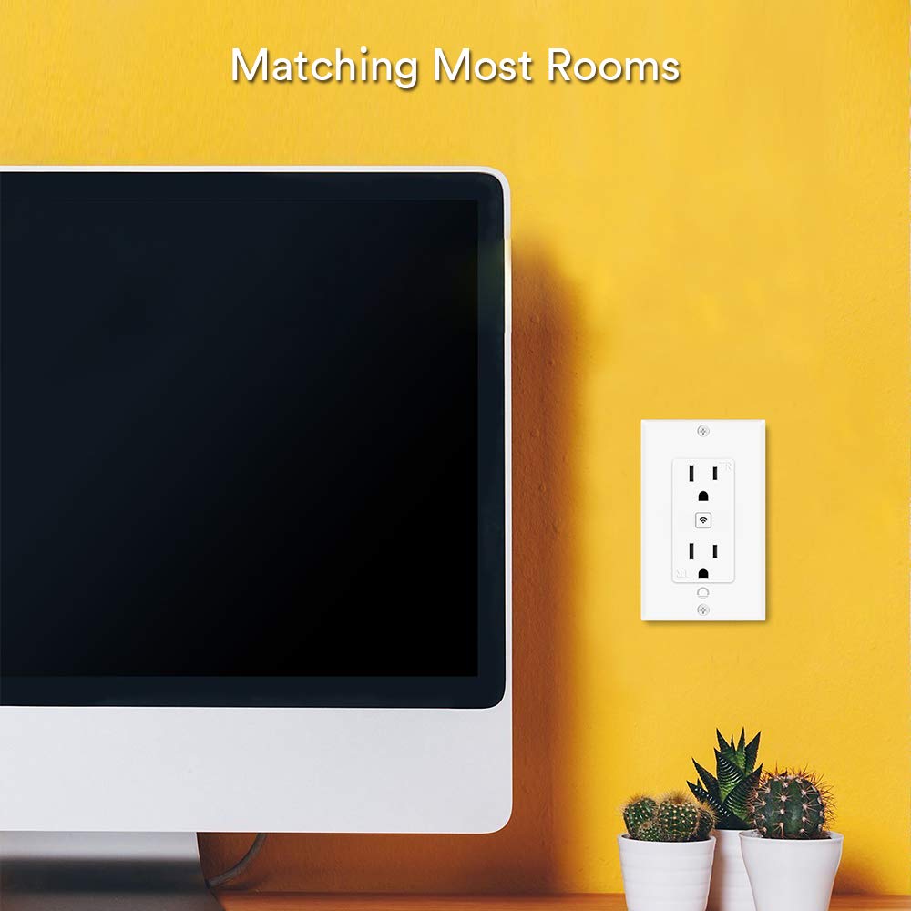 Lumary Smart WiFi In-Wall Outlet 15 Amp Tamper Resistant Split Duplex Receptacle - 2 Plugs, Compatible with Alexa, Google Home, and IFTTT(No Hub required)