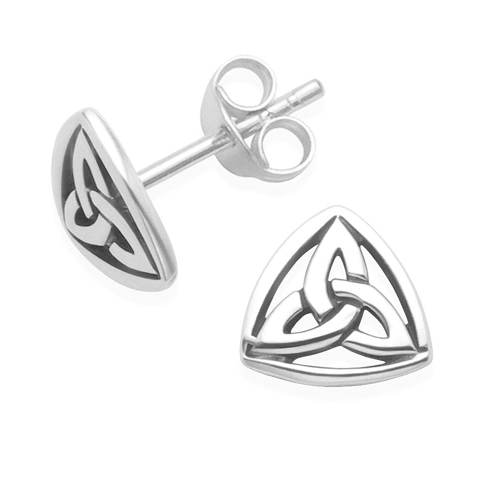 Heather Needham Sterling Silver Celtic Earrings - SIZE: 9mm. Gift Boxed Celtic Trinity Stud Earrings 5178HN