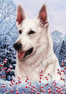 Best of Breed German Shepherd White Winter Berries Garden Flag