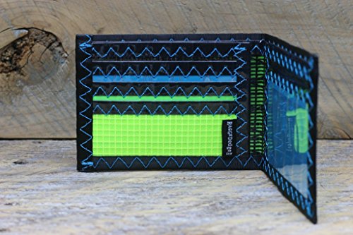 Mens Bifold ID Wallet Neon Yellow Sailcloth (Made in USA by RAGGEDedge Gear)